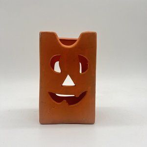 Hermitage Pottery Ceramic Pumpkin Bag Orange Candle Holder Halloween 1995‎